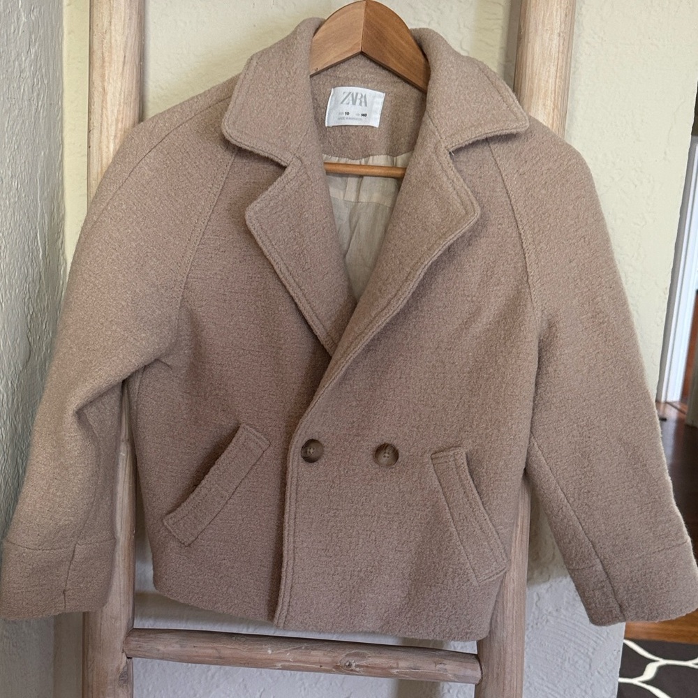 Zara Beige Wool-Blend Peacoat - girl’s size 10